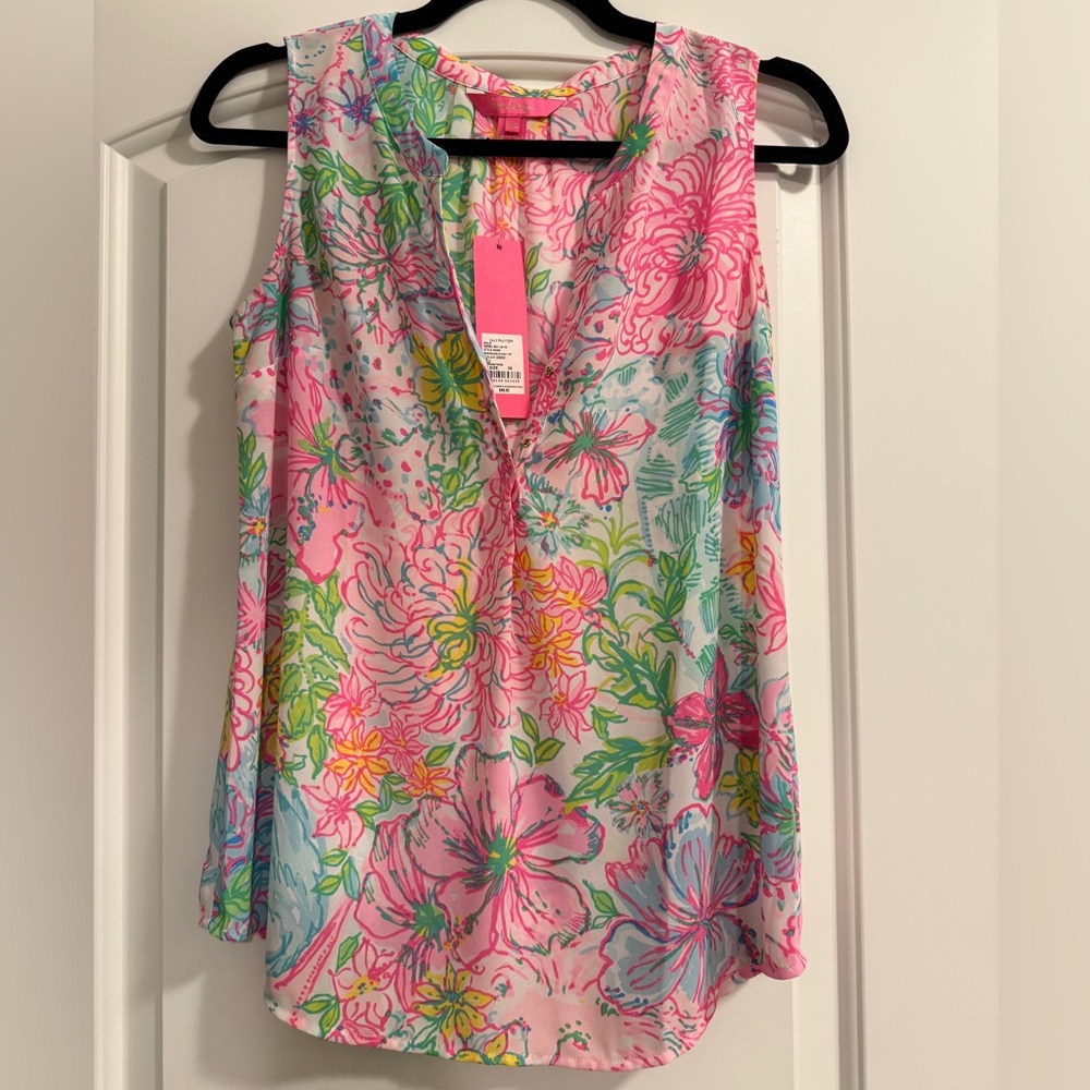 Lilly Pulitzer  Pink Multicolor Floral Sleeveless Stacey Top